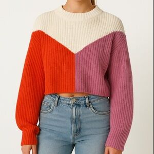Sincerely Jules Colorblock Sweater - Red, Cream, and Purple